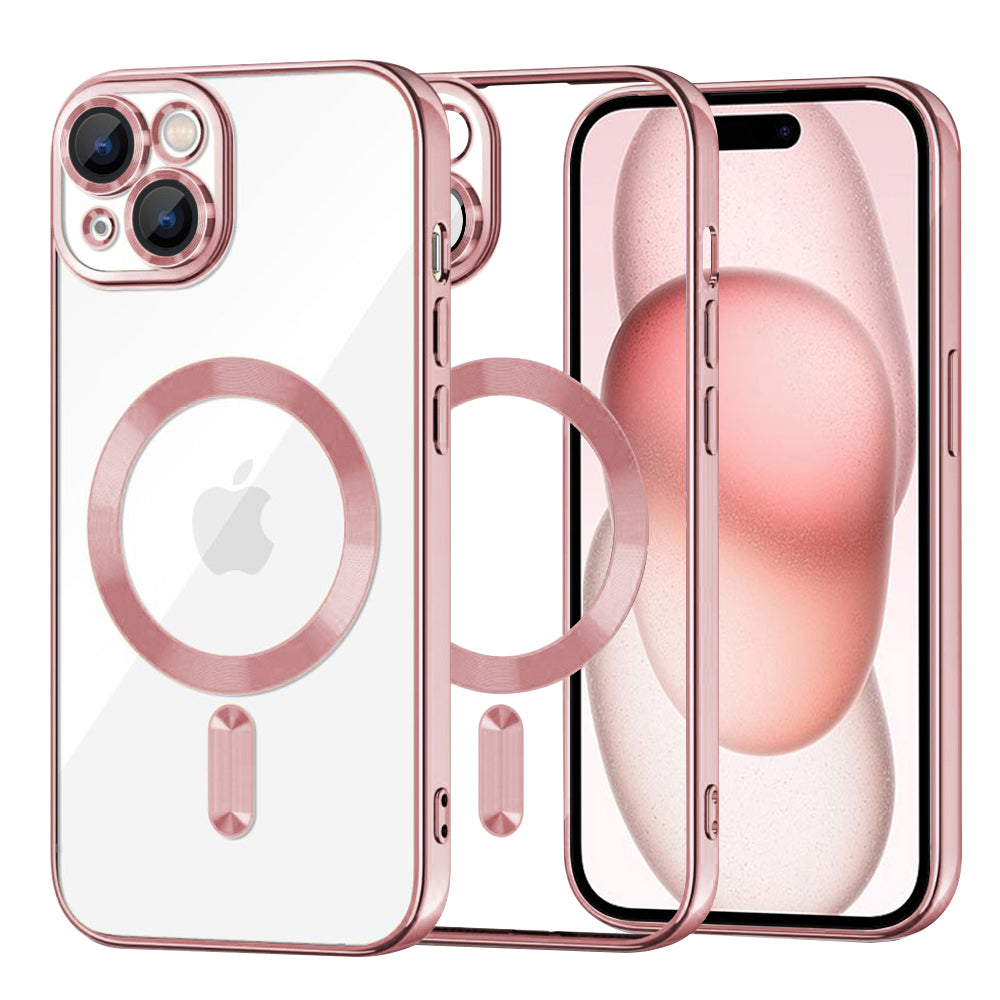 MagSafe-Hülle für Apple iPhone 15, Techsuit, Luxury Crystal, Rosa