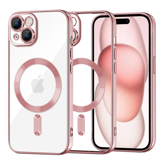 MagSafe-Hülle für Apple iPhone 15, Techsuit, Luxury Crystal, Rosa