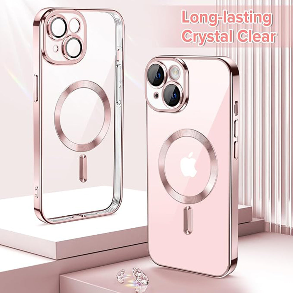 MagSafe-Hülle für Apple iPhone 15, Techsuit, Luxury Crystal, Rosa