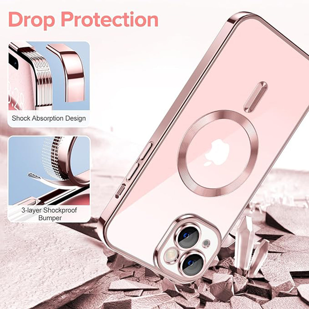 MagSafe-Hülle für Apple iPhone 15, Techsuit, Luxury Crystal, Rosa