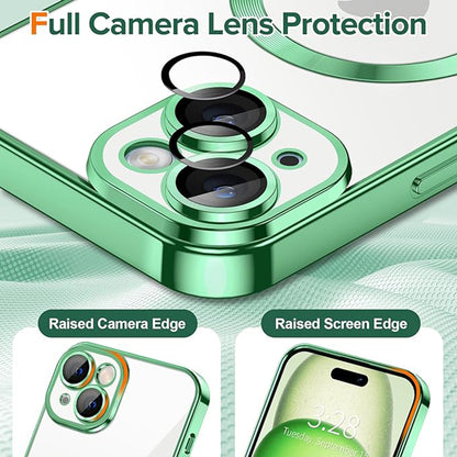MagSafe Case for Apple iPhone 15, Techsuit, Luxury Crystal, Light Green