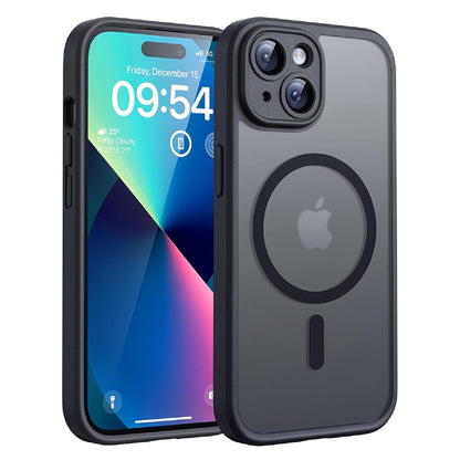 MagSafe-Hülle für Apple iPhone 15, Techsuit, PureFrost, Satin Schwarz