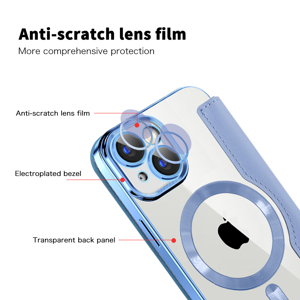 MagSafe Case for Apple iPhone 15, Techsuit, SmartMag Book, Blue