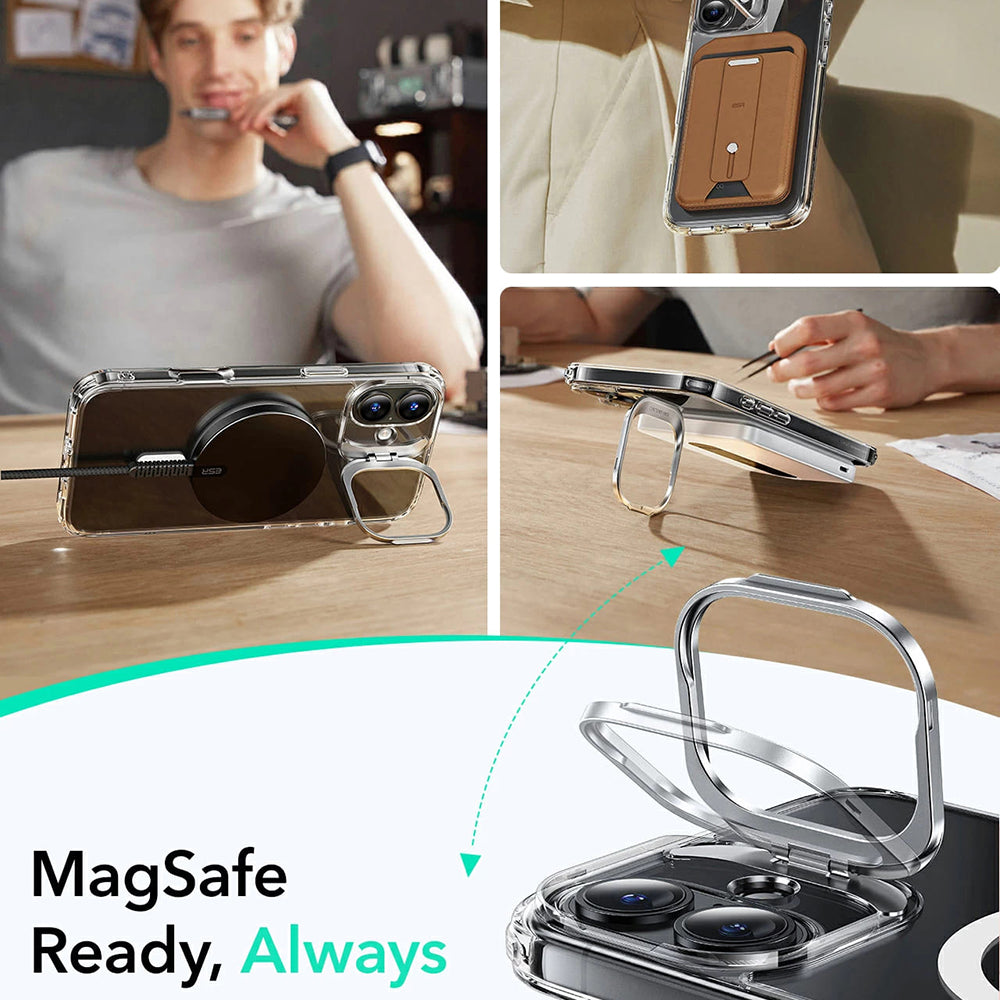 MagSafe Case for Apple iPhone 16, ESR, Classic Hybrid Kickstand, Satin Black