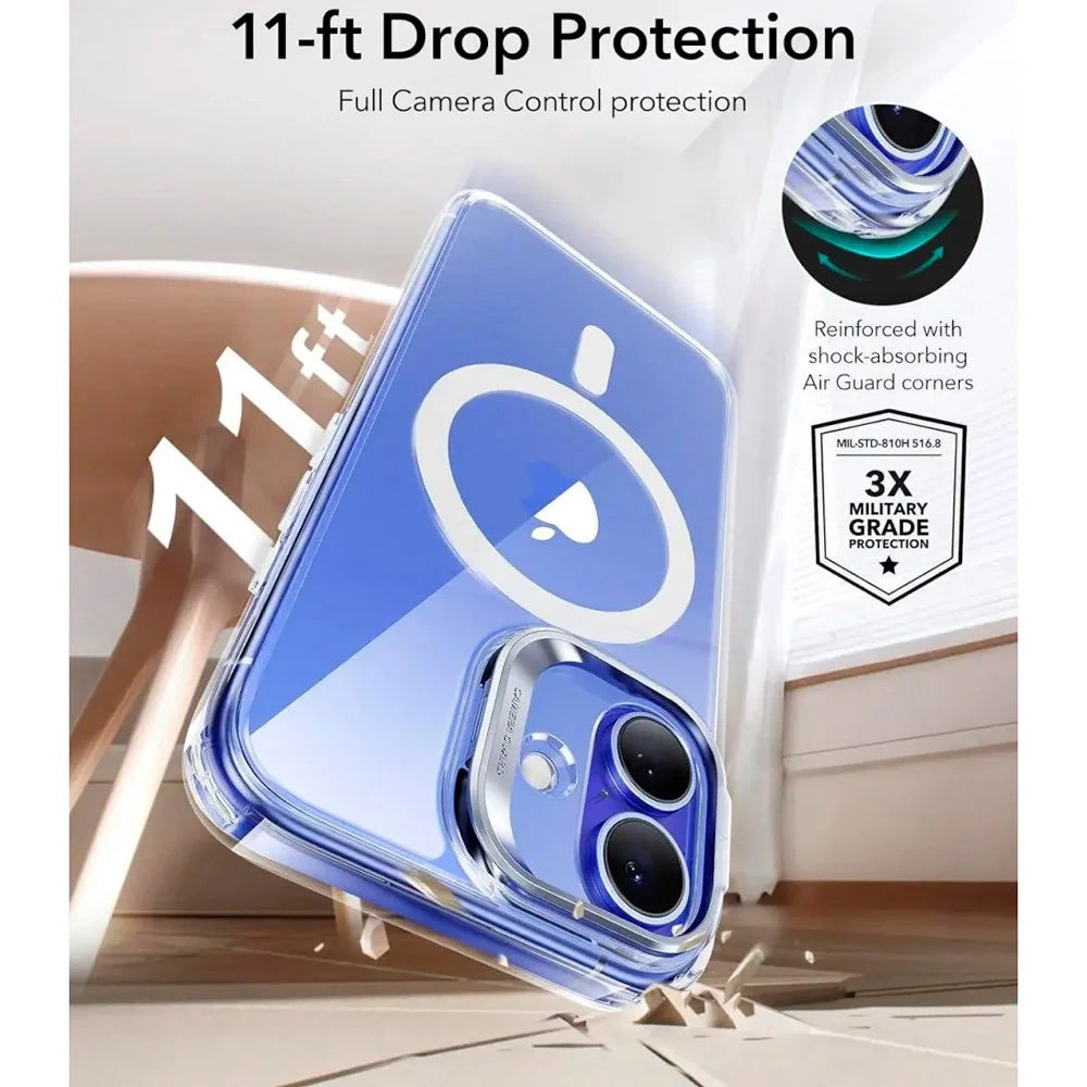 MagSafe Case for Apple iPhone 16, ESR, Classic Hybrid Kickstand Slide, Transparent