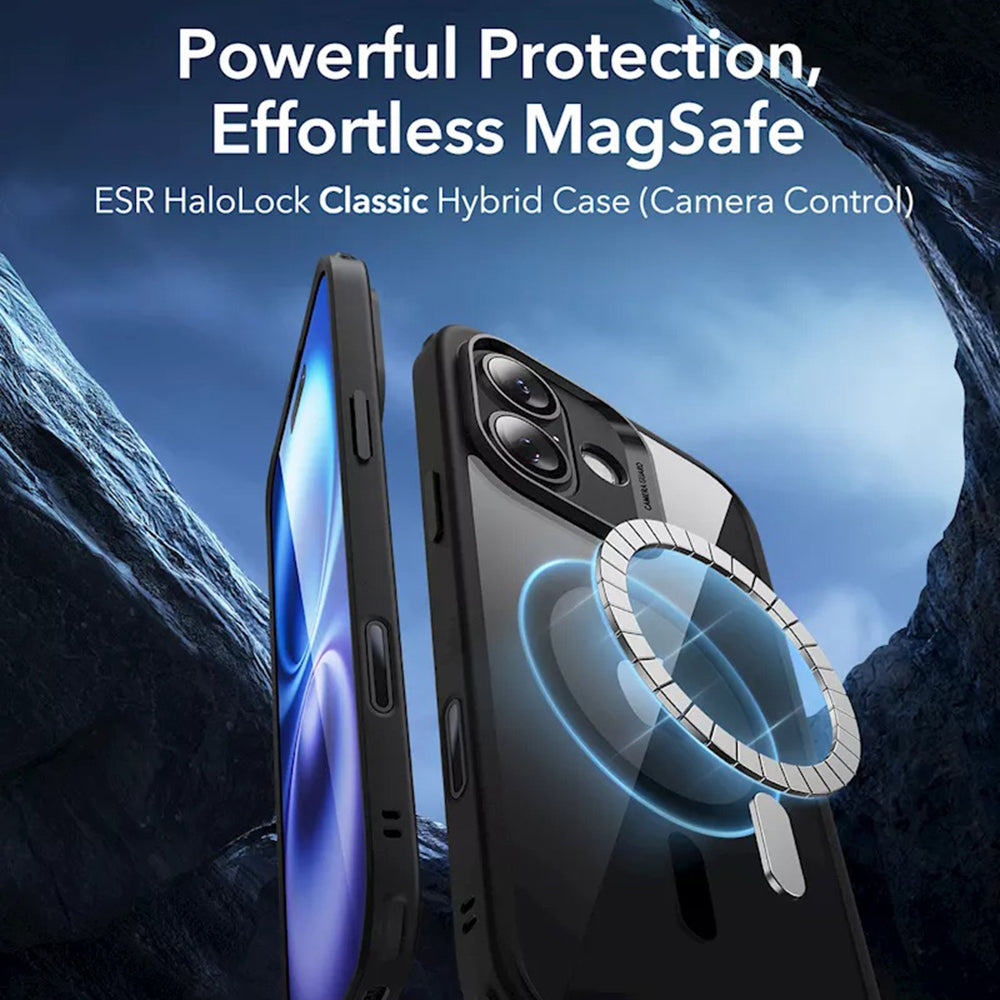 MagSafe Case for Apple iPhone 16, ESR, Classic Hybrid Slide, Transparent Black
