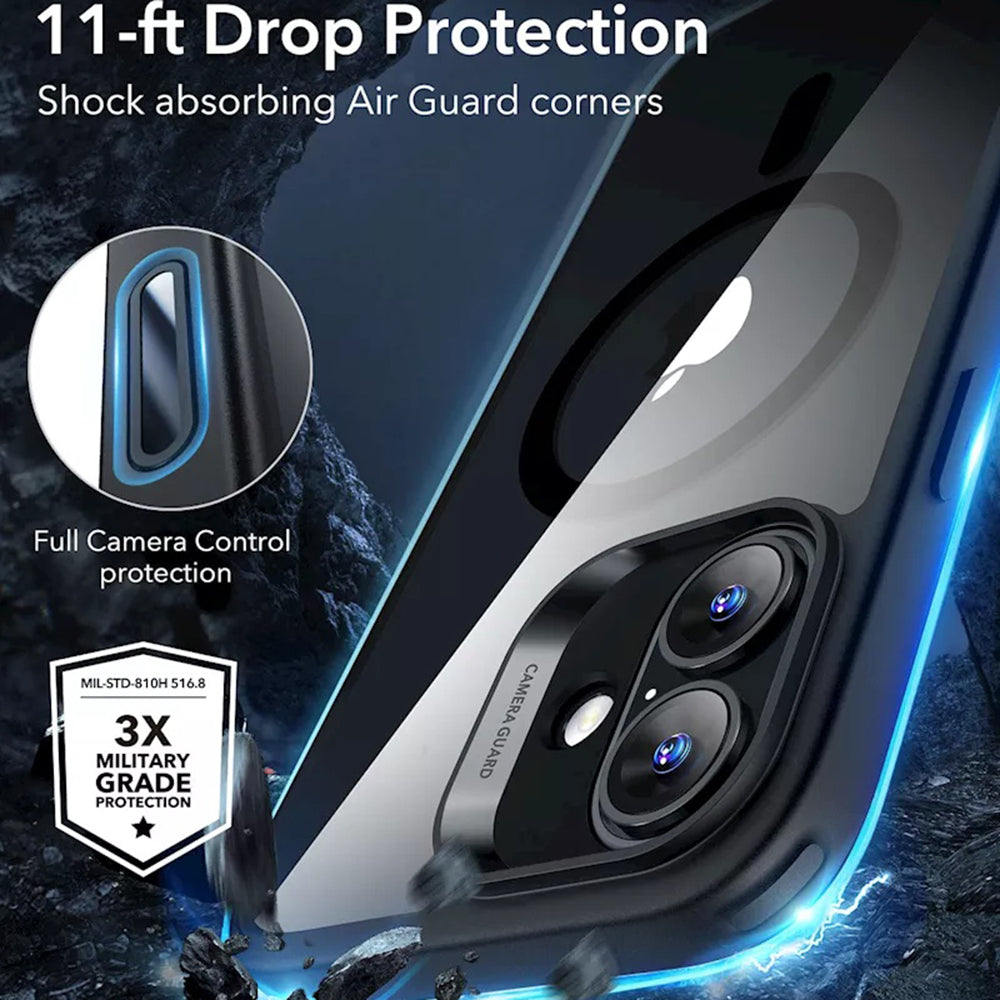 MagSafe Case for Apple iPhone 16, ESR, Classic Hybrid Slide, Transparent Black