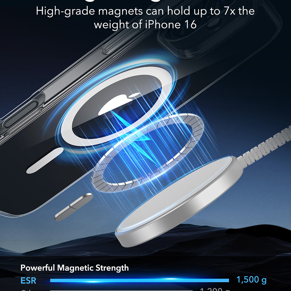 MagSafe Hülle für Apple iPhone 16, ESR, Classic Hybrid, Transparent