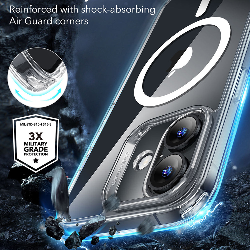 MagSafe Hülle für Apple iPhone 16, ESR, Classic Hybrid, Transparent