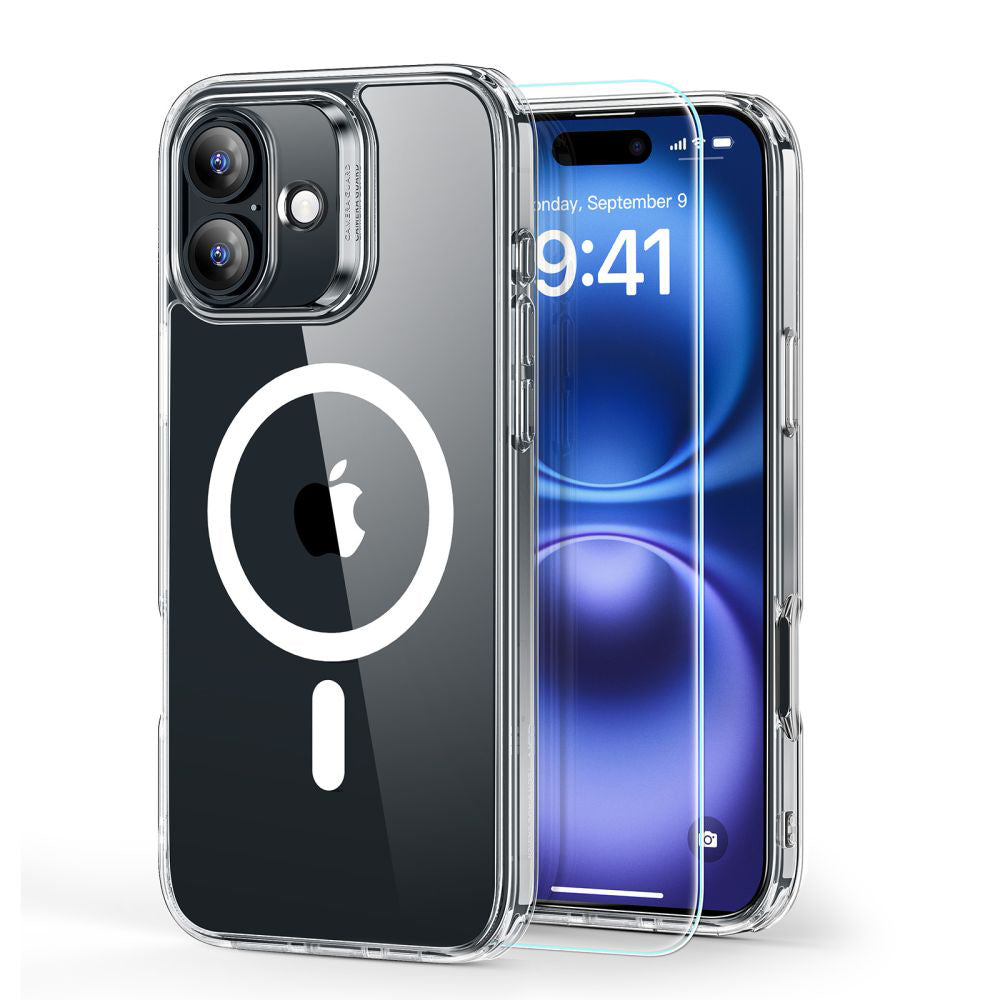 MagSafe Hülle für Apple iPhone 16, ESR, Classic Hybrid mit Displayschutz, Transparent