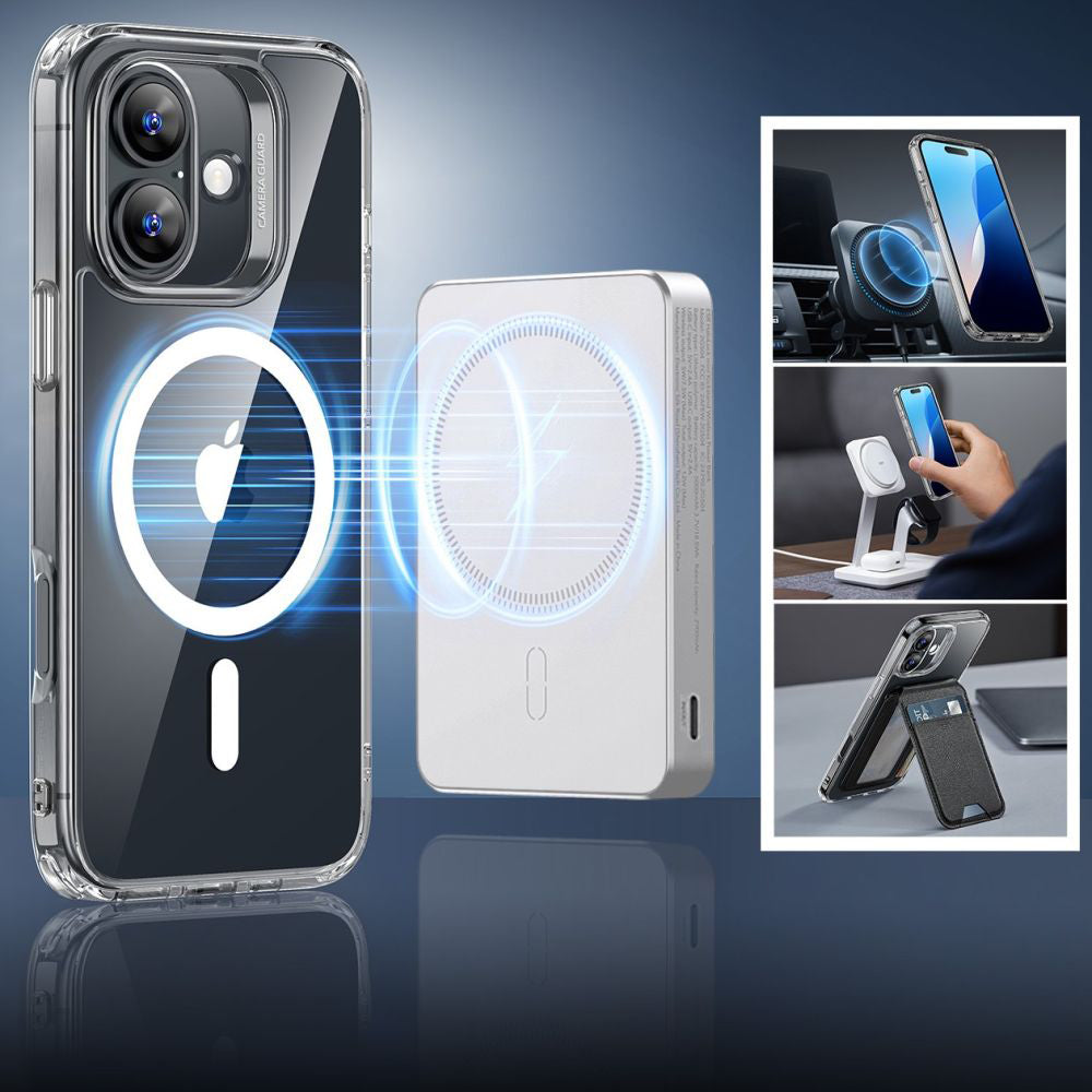 MagSafe Hülle für Apple iPhone 16, ESR, Classic Hybrid mit Displayschutz, Transparent