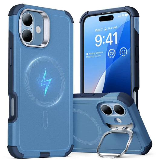 MagSafe Hülle für Apple iPhone 16, ESR, Cyber Armor Kickstand, Blau