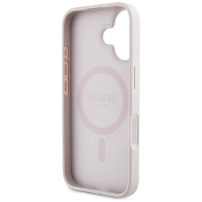 MagSafe Case for Apple iPhone 16, Guess, 4G Circle Classic Logo, Pink