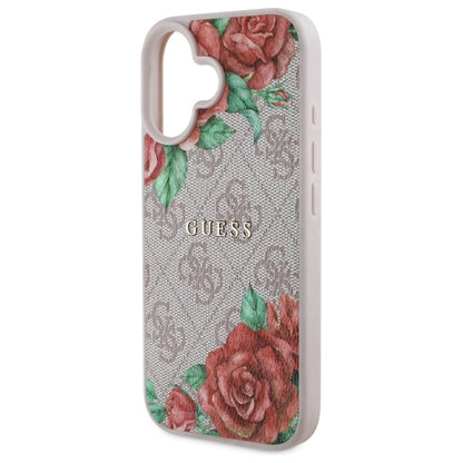 MagSafe Hülle für Apple iPhone 16, Guess, 4G Flowers Print, Rosa