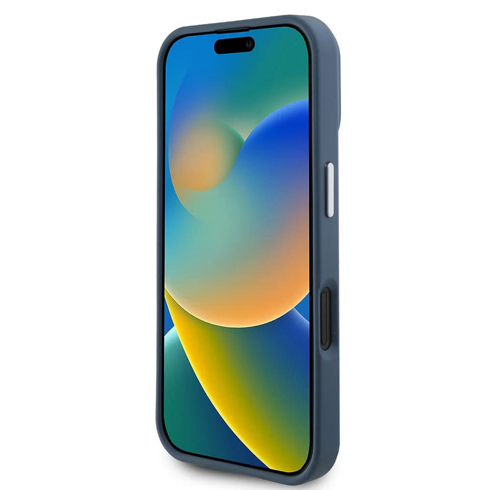 MagSafe Hülle für Apple iPhone 16, Guess, Grained Triangle Logo, Schwarz