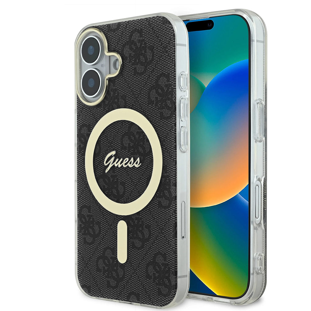 MagSafe Hülle für Apple iPhone 16, Guess, IML 4G, Schwarz
