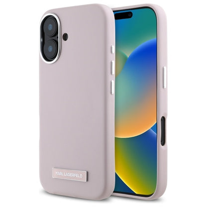 MagSafe Hülle für Apple iPhone 16, Karl Lagerfeld, FW Metal Plate, Rosa