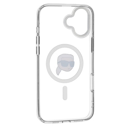 MagSafe Hülle für Apple iPhone 16, Karl Lagerfeld, IML Metal Karl's Head, Weiß