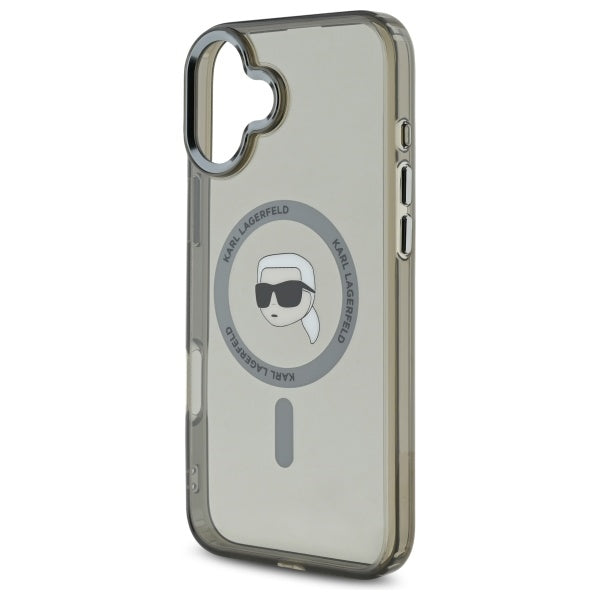 MagSafe Hülle für Apple iPhone 16, Karl Lagerfeld, IML Metal Karl's Head, Schwarz