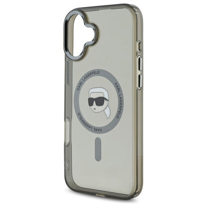 MagSafe Hülle für Apple iPhone 16, Karl Lagerfeld, IML Metal Karl's Head, Schwarz