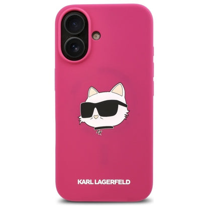 MagSafe Hülle für Apple iPhone 16, Karl Lagerfeld, Silikon Choupette's Head, Fuchsia