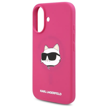 MagSafe Hülle für Apple iPhone 16, Karl Lagerfeld, Silikon Choupette's Head, Fuchsia