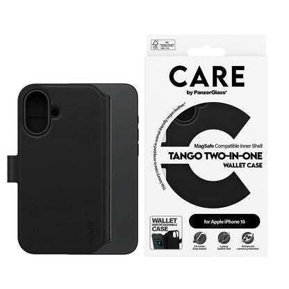 MagSafe Hülle für Apple iPhone 16, PanzerGlass, Care Feature Tango Two-in-One, Schwarz