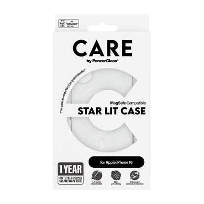 MagSafe Hülle für Apple iPhone 16, PanzerGlass, Care Urban Combat Star Lit, Transparent Weiß