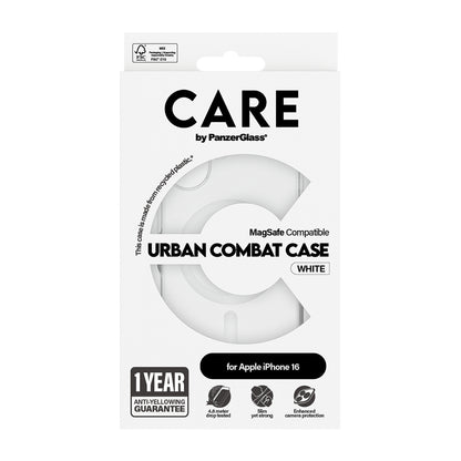 MagSafe Hülle für Apple iPhone 16, PanzerGlass, Care Urban Combat, Transparent Weiß