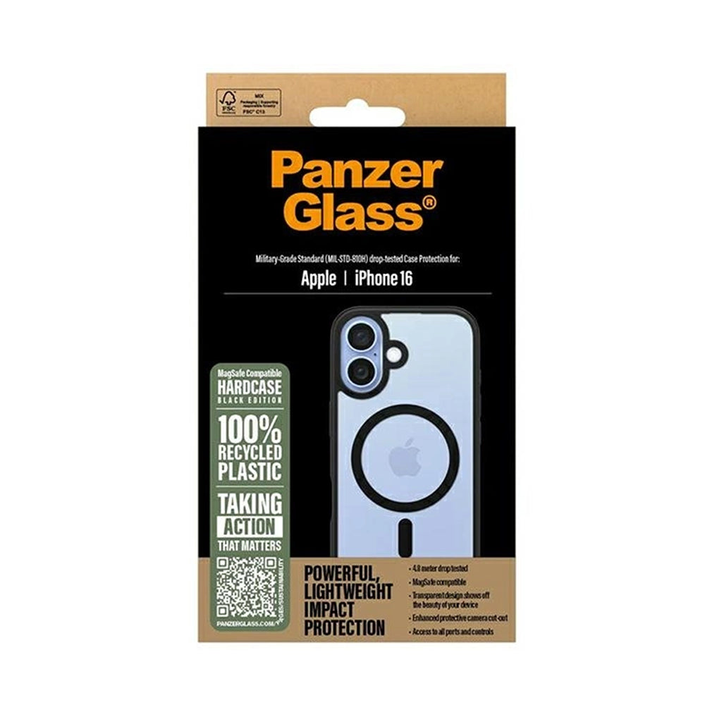 MagSafe Hülle für Apple iPhone 16, PanzerGlass, Rahmen, Schwarz Transparent