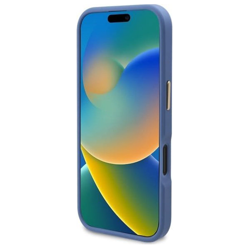 MagSafe Hülle für Apple iPhone 16 Plus, Guess, 4G Logo Plate, Blau