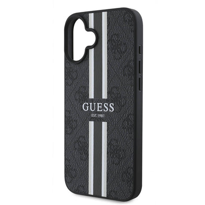 MagSafe Hülle für Apple iPhone 16 Plus, Guess, 4G Printed Stripes, Schwarz