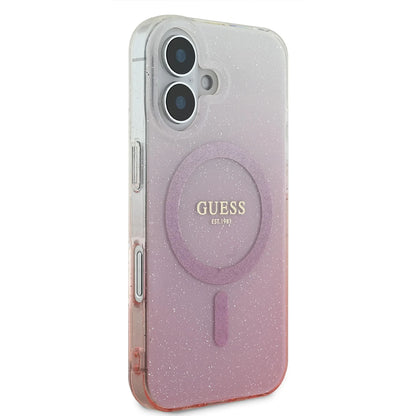 MagSafe Hülle für Apple iPhone 16 Plus, Guess, IML Glitter Gradient, Rosa
