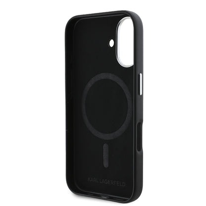 MagSafe Hülle für Apple iPhone 16 Plus, Karl Lagerfeld, FW Metal Plate, Schwarz