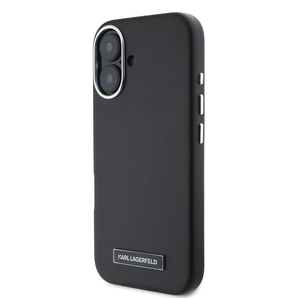 MagSafe Hülle für Apple iPhone 16 Plus, Karl Lagerfeld, FW Metal Plate, Schwarz