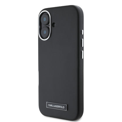 MagSafe Hülle für Apple iPhone 16 Plus, Karl Lagerfeld, FW Metal Plate, Schwarz