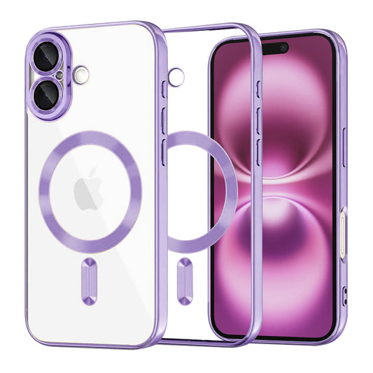 MagSafe-Hülle für Apple iPhone 16 Plus, Techsuit, Luxury Crystal, Hellviolett