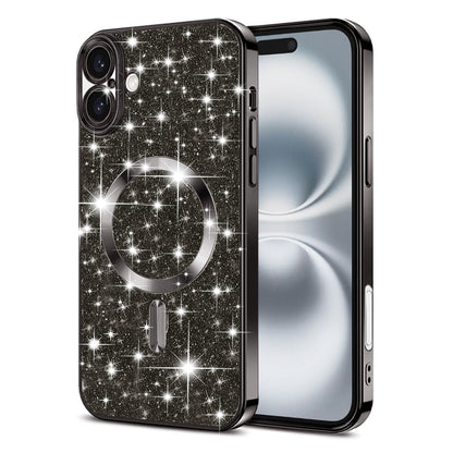 MagSafe-Hülle für Apple iPhone 16 Plus, Techsuit, Luxury Glitter, Schwarz