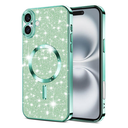 MagSafe-Hülle für Apple iPhone 16 Plus, Techsuit, Luxury Glitter, Hellgrün