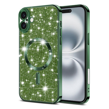 MagSafe-Hülle für Apple iPhone 16 Plus, Techsuit, Luxury Glitter, Dunkelgrün