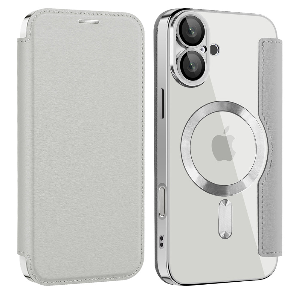 MagSafe Case for Apple iPhone 16 Plus, Techsuit, SmartMag Book, Gray