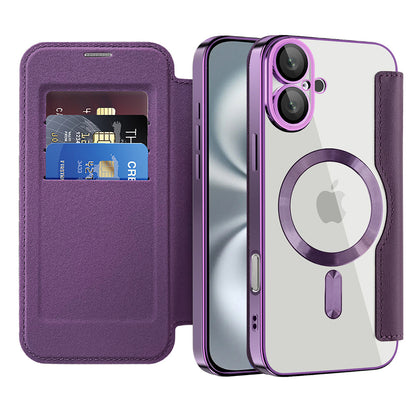 MagSafe Case for Apple iPhone 16 Plus, Techsuit, SmartMag Book, Purple