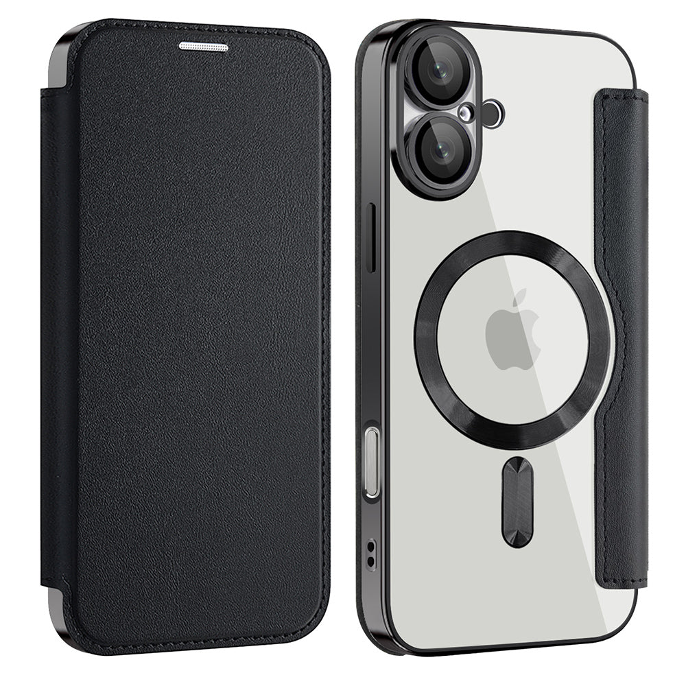 MagSafe Case for Apple iPhone 16 Plus, Techsuit, SmartMag Book, Black