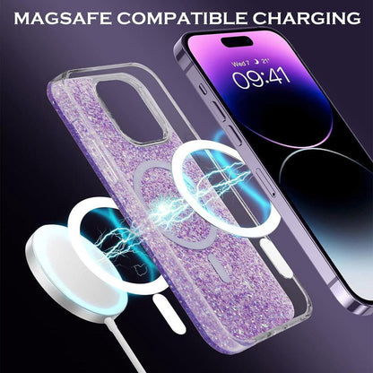 MagSafe Case for Apple iPhone 16 Plus, Techsuit, Sparkly Glitter, Magenta