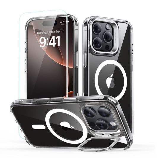 MagSafe Hülle für Apple iPhone 16 Pro, ESR, Classic Hybrid Kickstand mit Displayschutz, Transparent