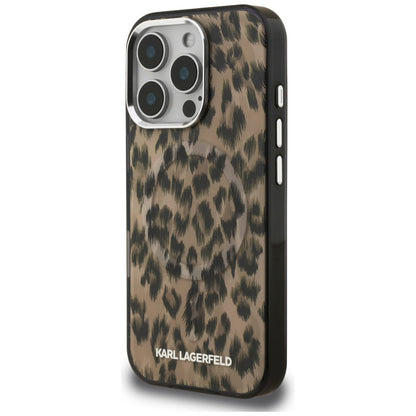 MagSafe Hülle für Apple iPhone 16 Pro, Karl Lagerfeld, IML Leopard Muster, Braun