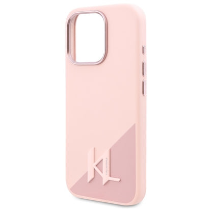 MagSafe Case for Apple iPhone 16 Pro, Karl Lagerfeld, Silicone Shadow Metal Initial, Pink