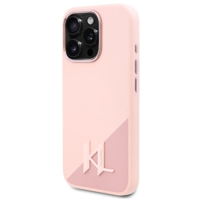 MagSafe Case for Apple iPhone 16 Pro, Karl Lagerfeld, Silicone Shadow Metal Initial, Pink
