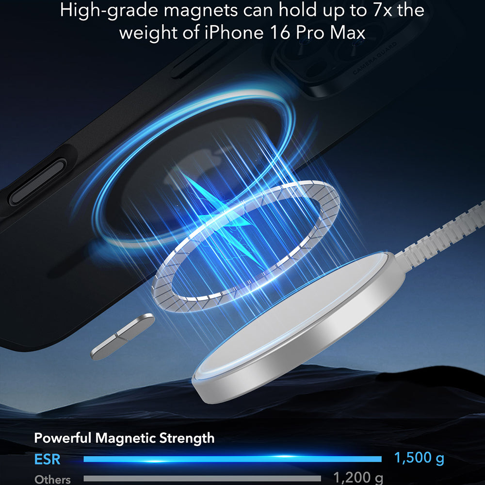 MagSafe-Hülle für Apple iPhone 16 Pro Max, ESR, Classic Hybrid, Satin Schwarz