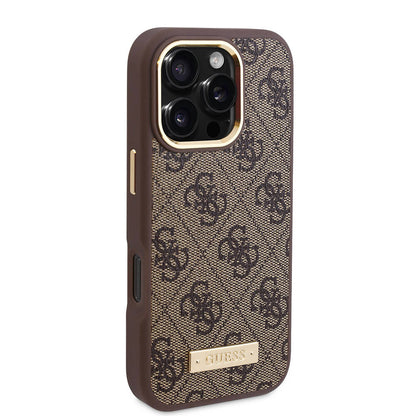 MagSafe Hülle für Apple iPhone 16 Pro Max, Guess, 4G Logo Plate, Rosa